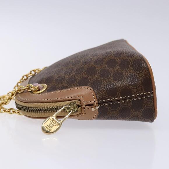 CELINE Macadam Canvas Chain Mini Hand Bag Pvc Leather Brown Gold - Picture 5 of 12